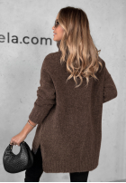 Sweter oversize z golfem Benin czekoladowy