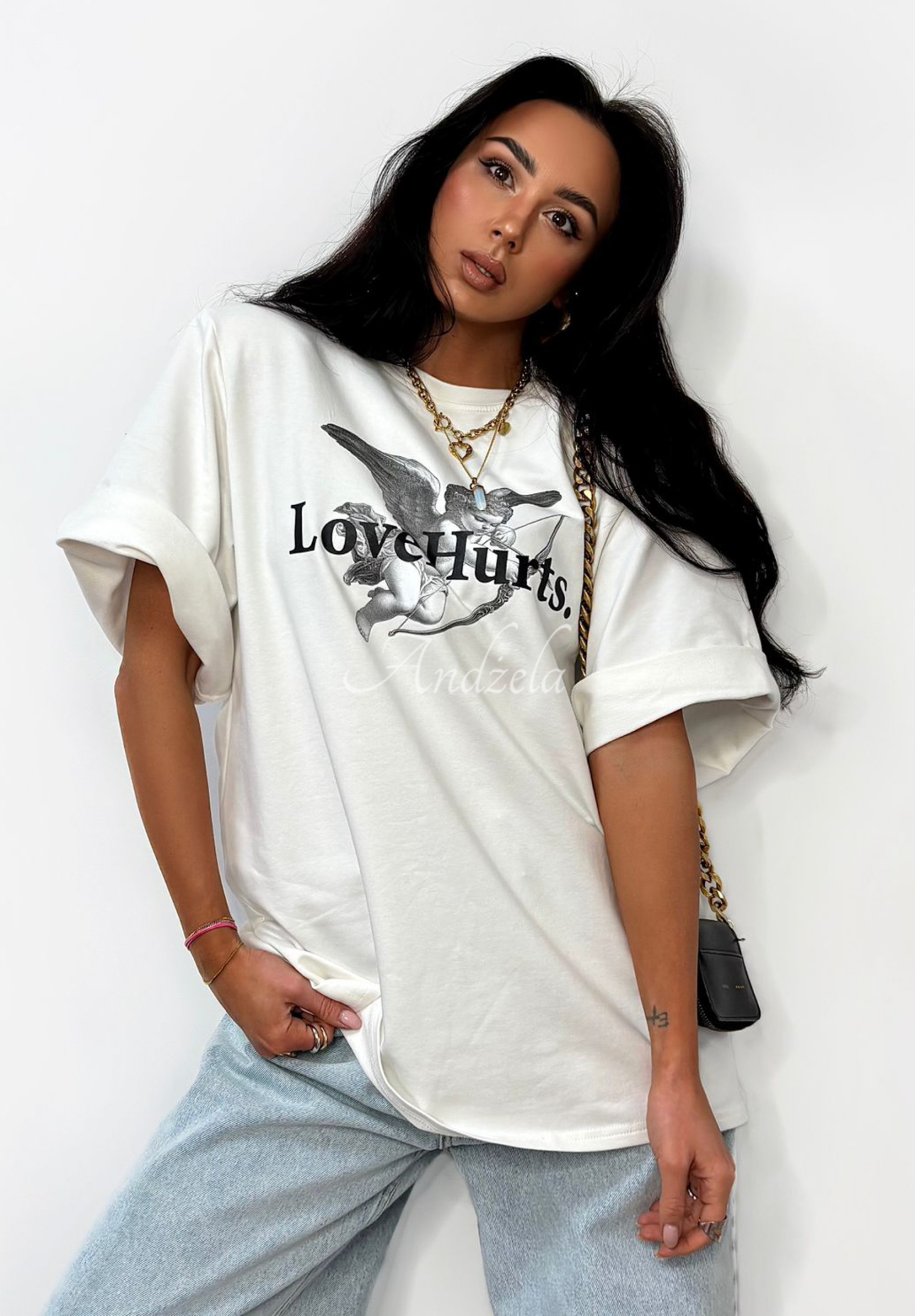 T-shirt z nadrukiem La Milla Love Hurts biały