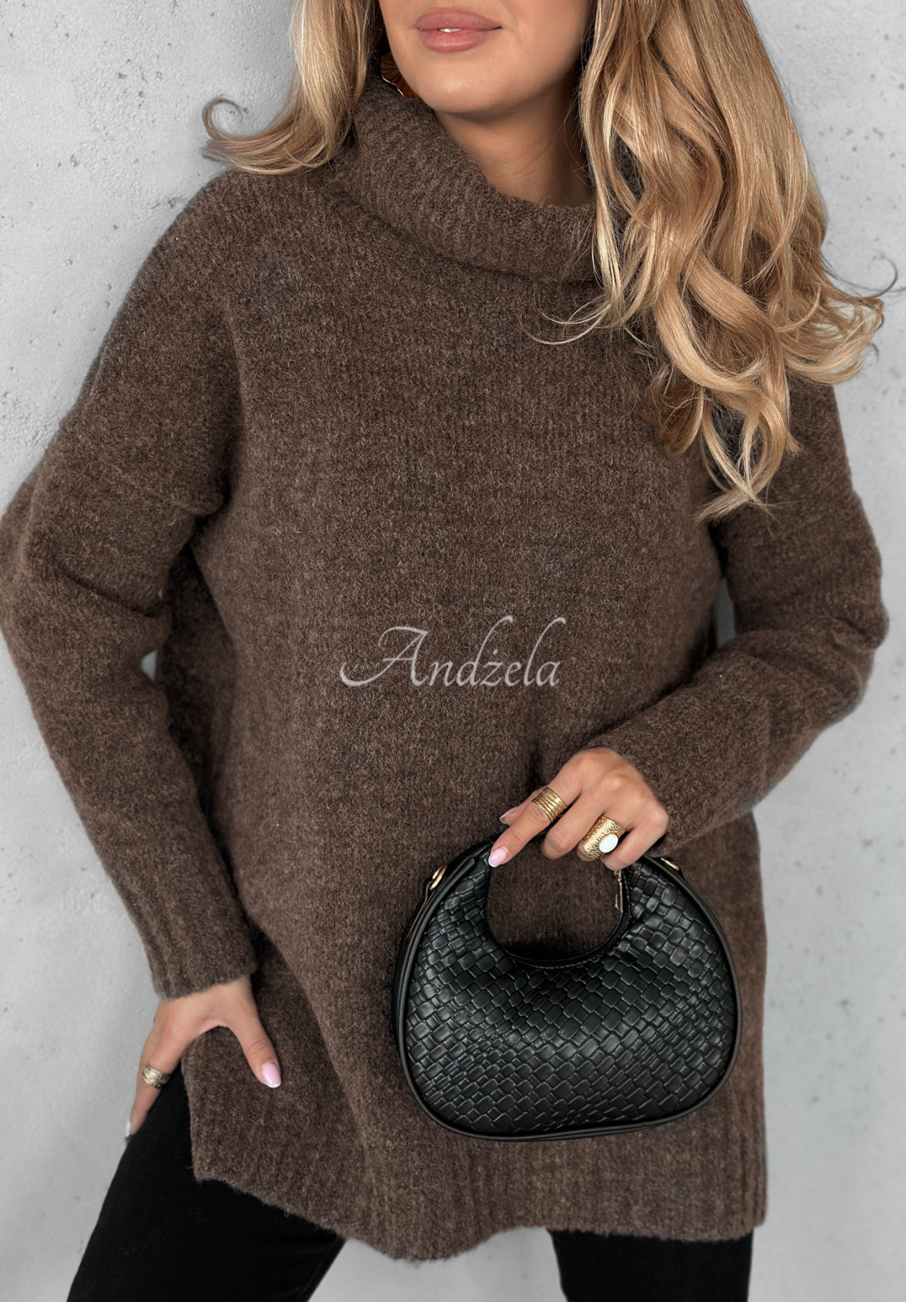 Benin chocolate oversize turtleneck sweater