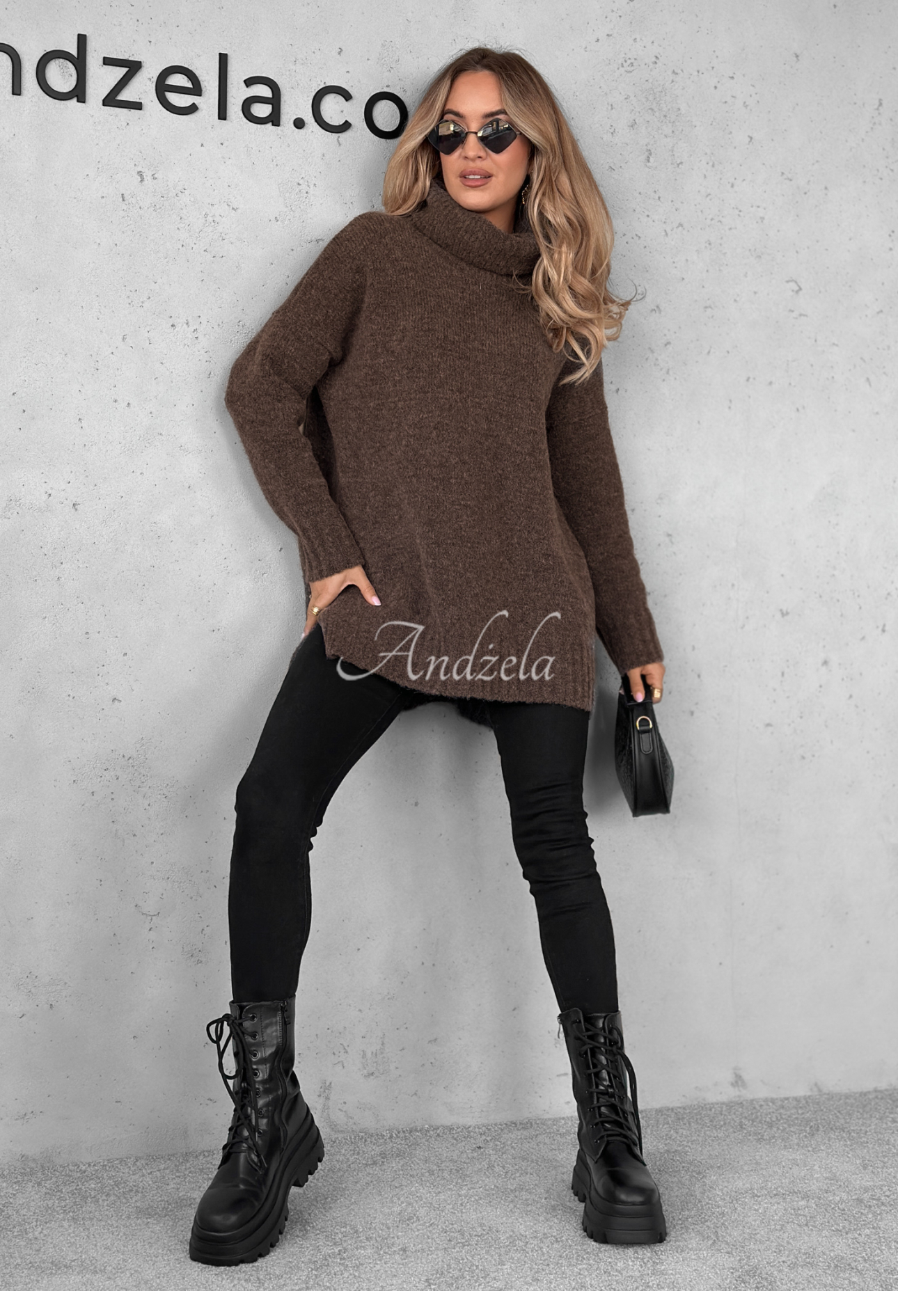 Benin chocolate oversize turtleneck sweater