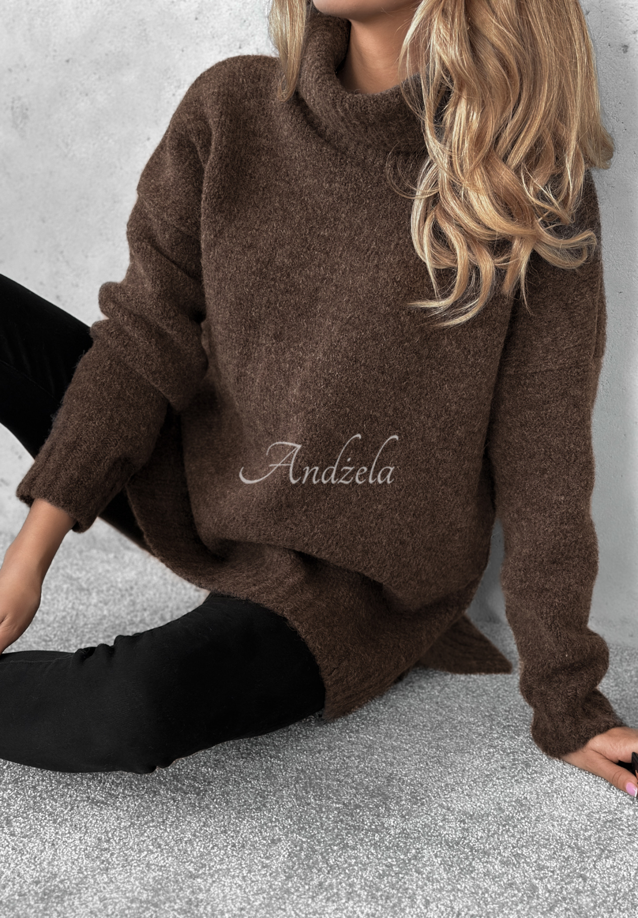 Benin chocolate oversize turtleneck sweater