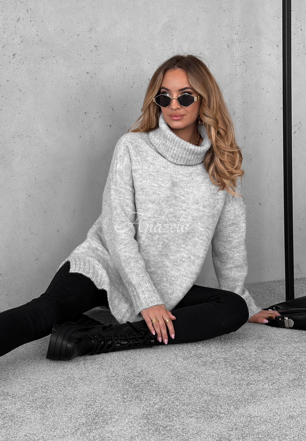 Benin grey oversize turtleneck sweater