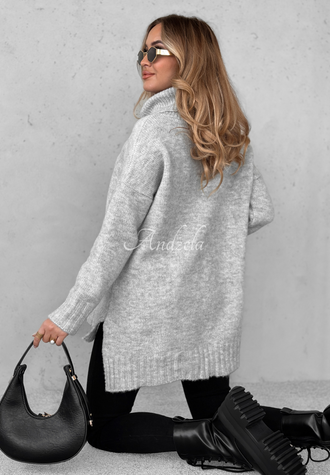 Benin grey oversize turtleneck sweater