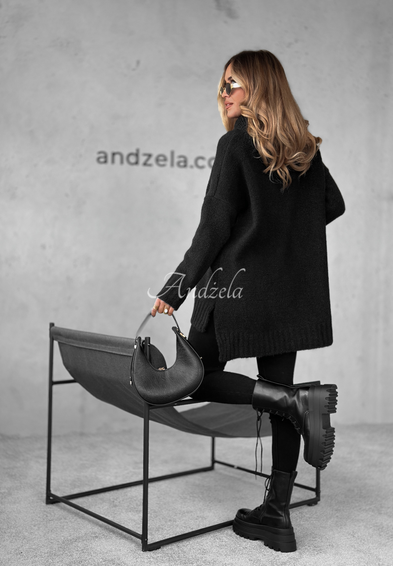 Benin black oversize turtleneck sweater