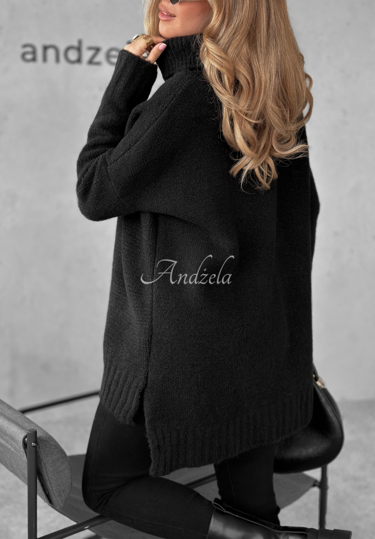 Benin black oversize turtleneck sweater