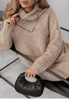 Sweter oversize z golfem Benin beżowy