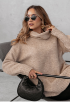 Sweter oversize z golfem Benin beżowy