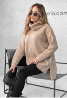 Sweter oversize z golfem Benin beżowy