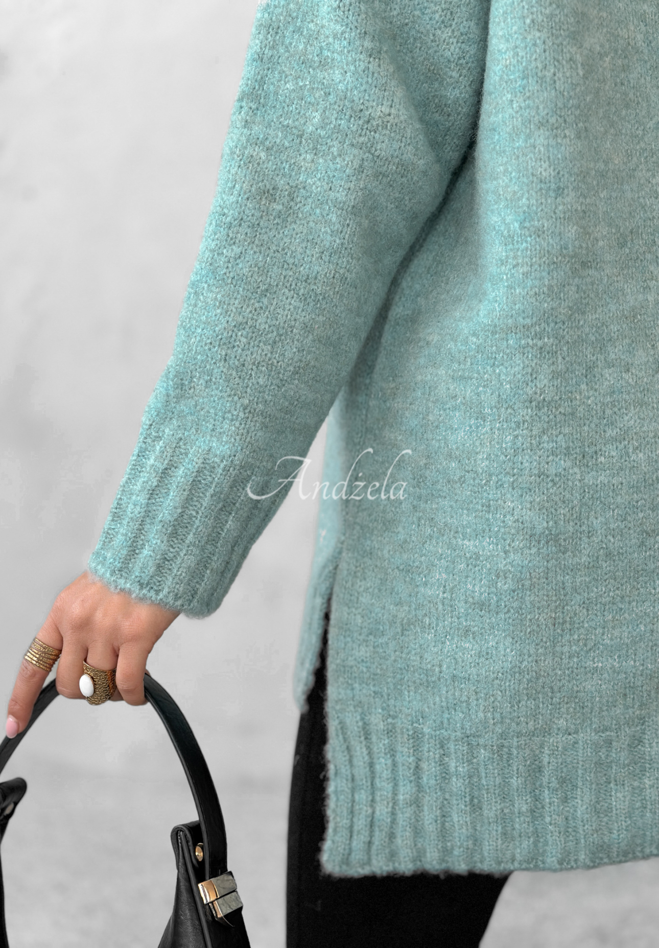 Oversize sweater with turtleneck Benin light blue