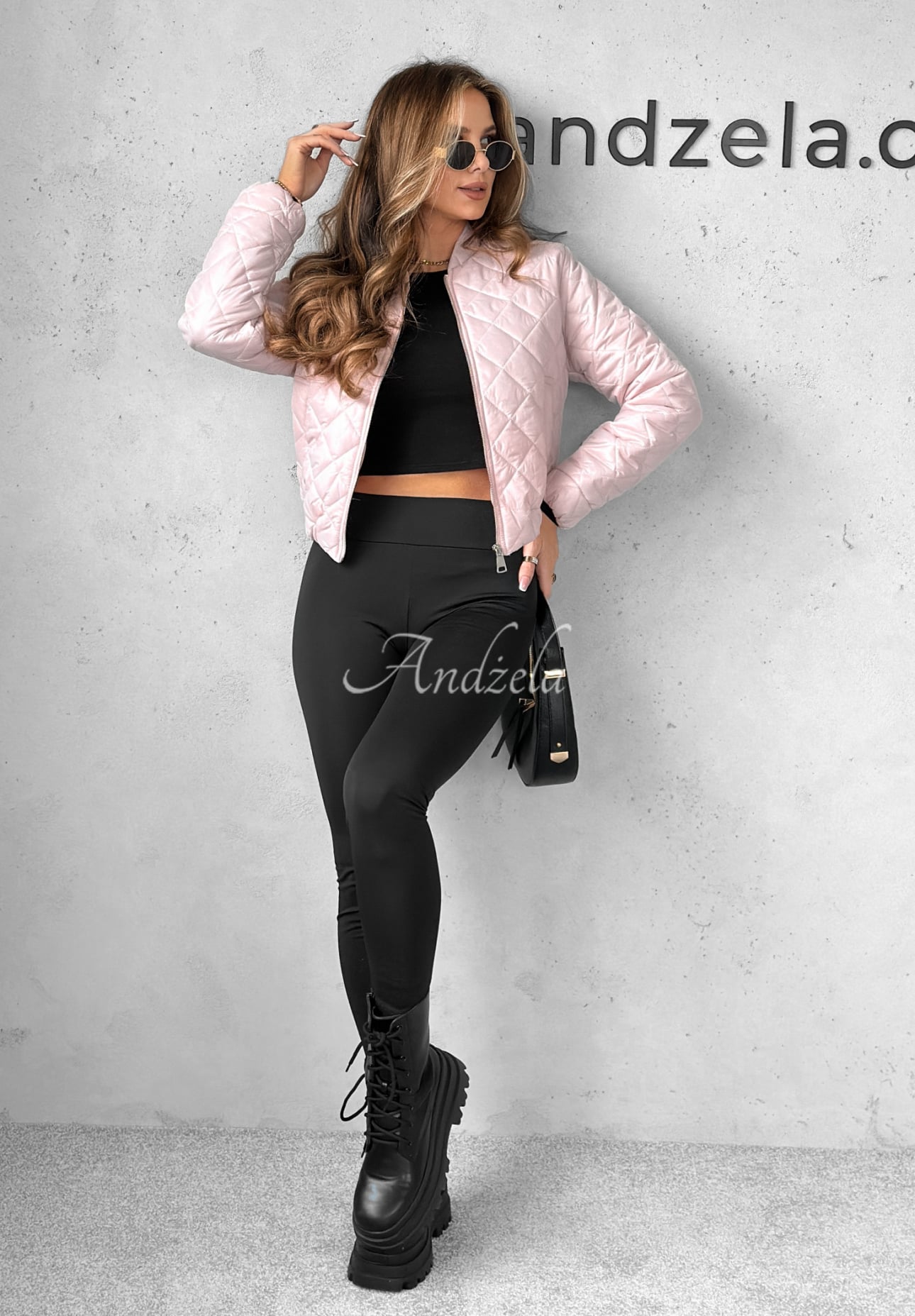 Short quilted bomber jacket Unstoppable You powder pink