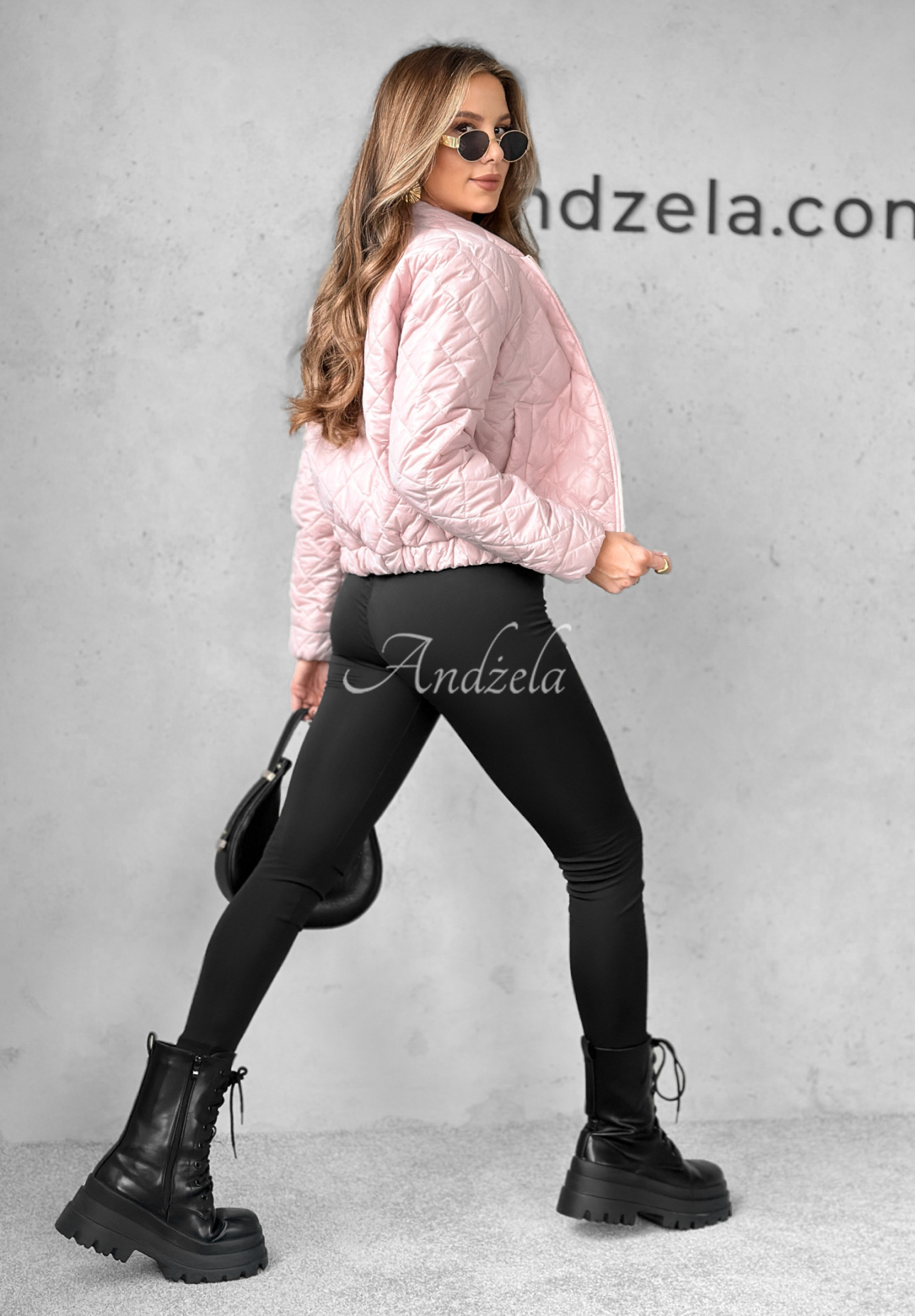 Short quilted bomber jacket Unstoppable You powder pink