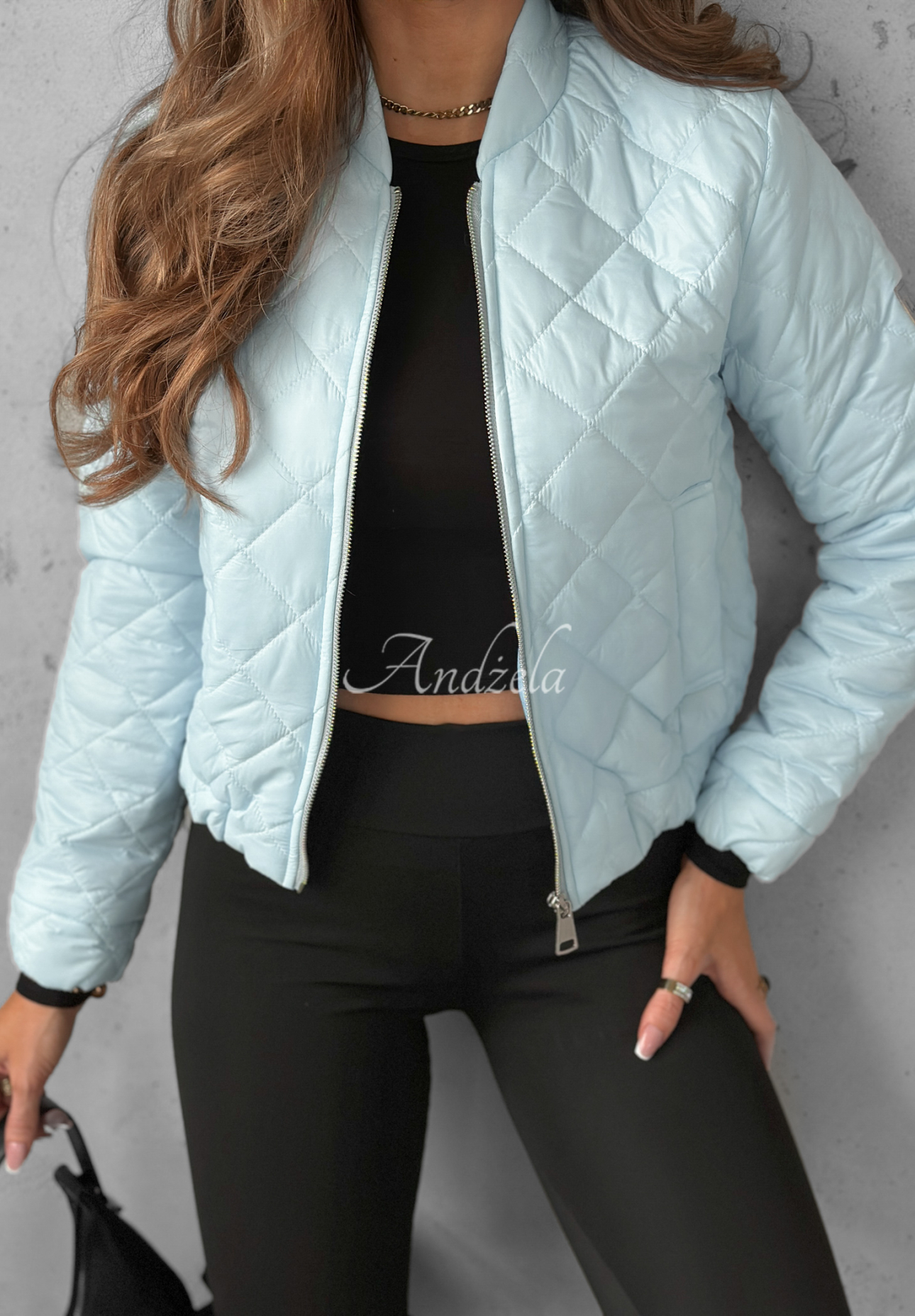 Short quilted bomber jacket Unstoppable You blue