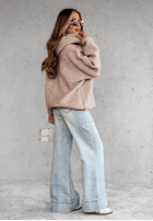 Sweter oversize ze sznurowaniem i kapturem Laossi beżowy