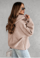 Sweter oversize ze sznurowaniem i kapturem Laossi beżowy