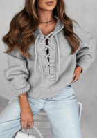 Jumper oversize ze sznurowaniem i kapturem Laossi in grey