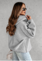 Sweter oversize ze sznurowaniem i kapturem Laossi szary