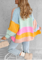 Krótki kardigan oversize Vibrant Vibes różowo-żółty