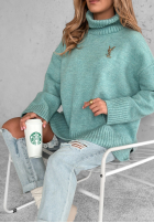 Jumper oversize z golfem Camille in mint green