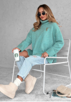 Jumper oversize z golfem Camille in mint green