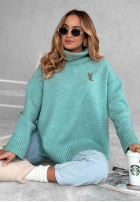 Jumper oversize z golfem Camille in mint green