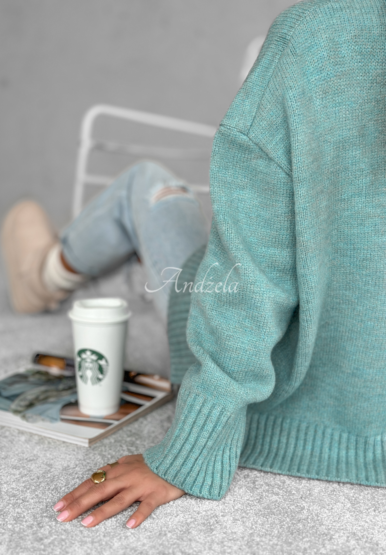 Camille mint turtleneck oversize sweater