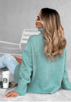 Jumper oversize z golfem Camille in mint green