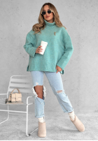 Jumper oversize z golfem Camille in mint green
