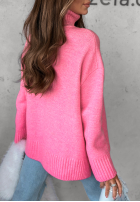 Sweter oversize z golfem Camille różowy