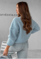 Sweter oversize z dekoltem Cocomore Fluffy Excellence błękitny