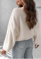 Sweter oversize z dekoltem Cocomore Fluffy Excellence ecru