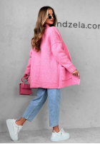 Krótki kardigan oversize Cozy Drape różowy