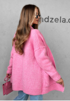 Krótki kardigan oversize Cozy Drape różowy