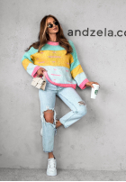 Sweter oversize Speak Up niebiesko-żółty