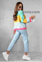 Sweter oversize Speak Up niebiesko-żółty