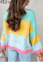 Sweter oversize Speak Up niebiesko-żółty