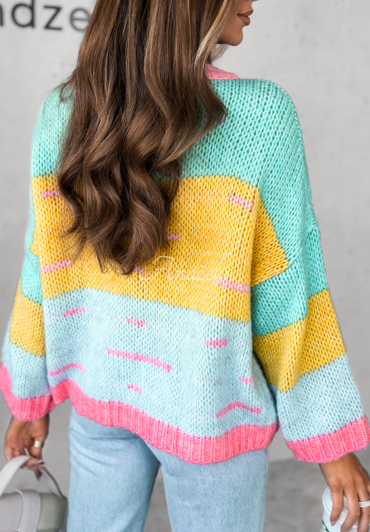 Speak Up oversize sweater blue and yellow