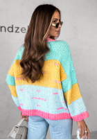 Sweter oversize Speak Up niebiesko-żółty
