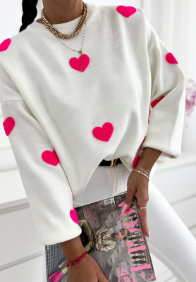 Heart sweater Let Me Love You white and pink