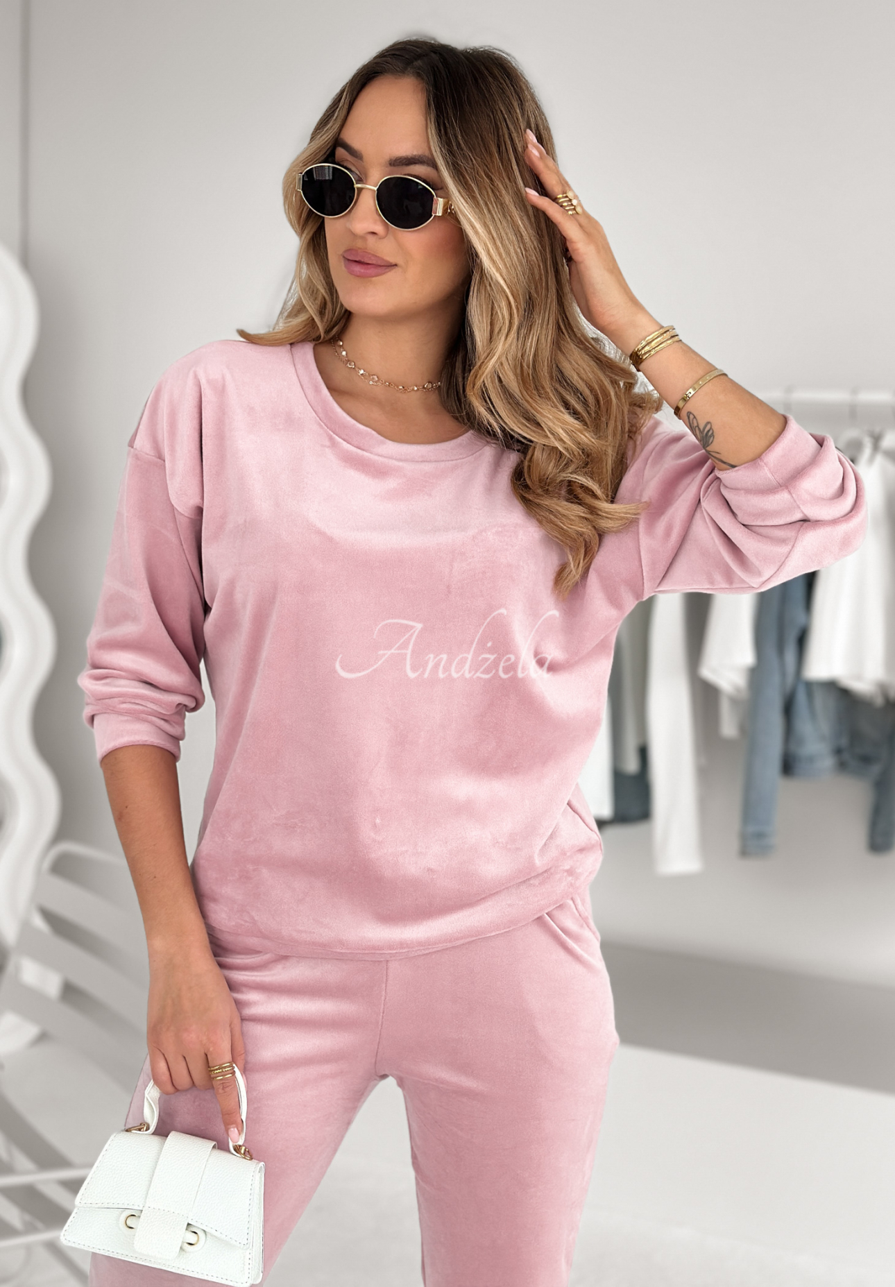 Allesi velour set powder pink