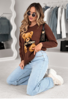 Sweter z misiem Love Teddy czekoladowy