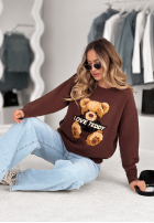 Sweter z misiem Love Teddy czekoladowy