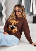 Sweter z misiem Love Teddy czekoladowy