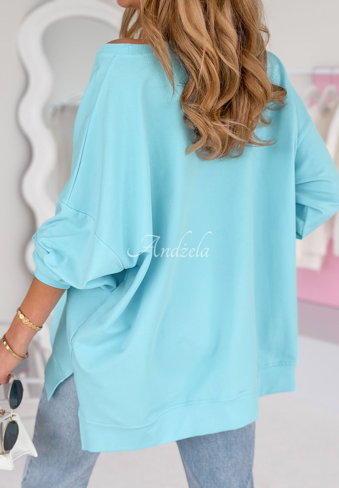 Bawełniana bluza oversize Not The Same turkusowa