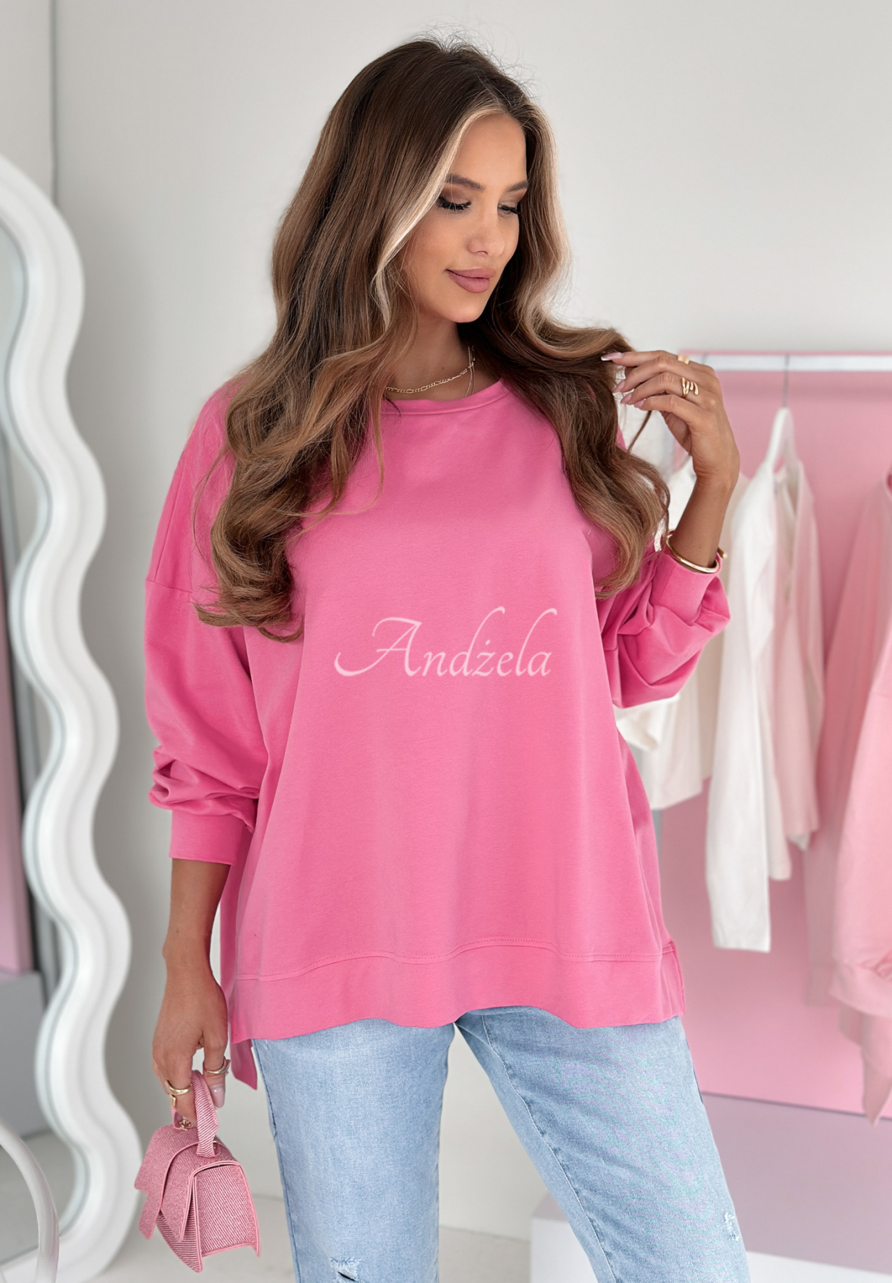 Bawełniana bluza oversize Not The Same różowa