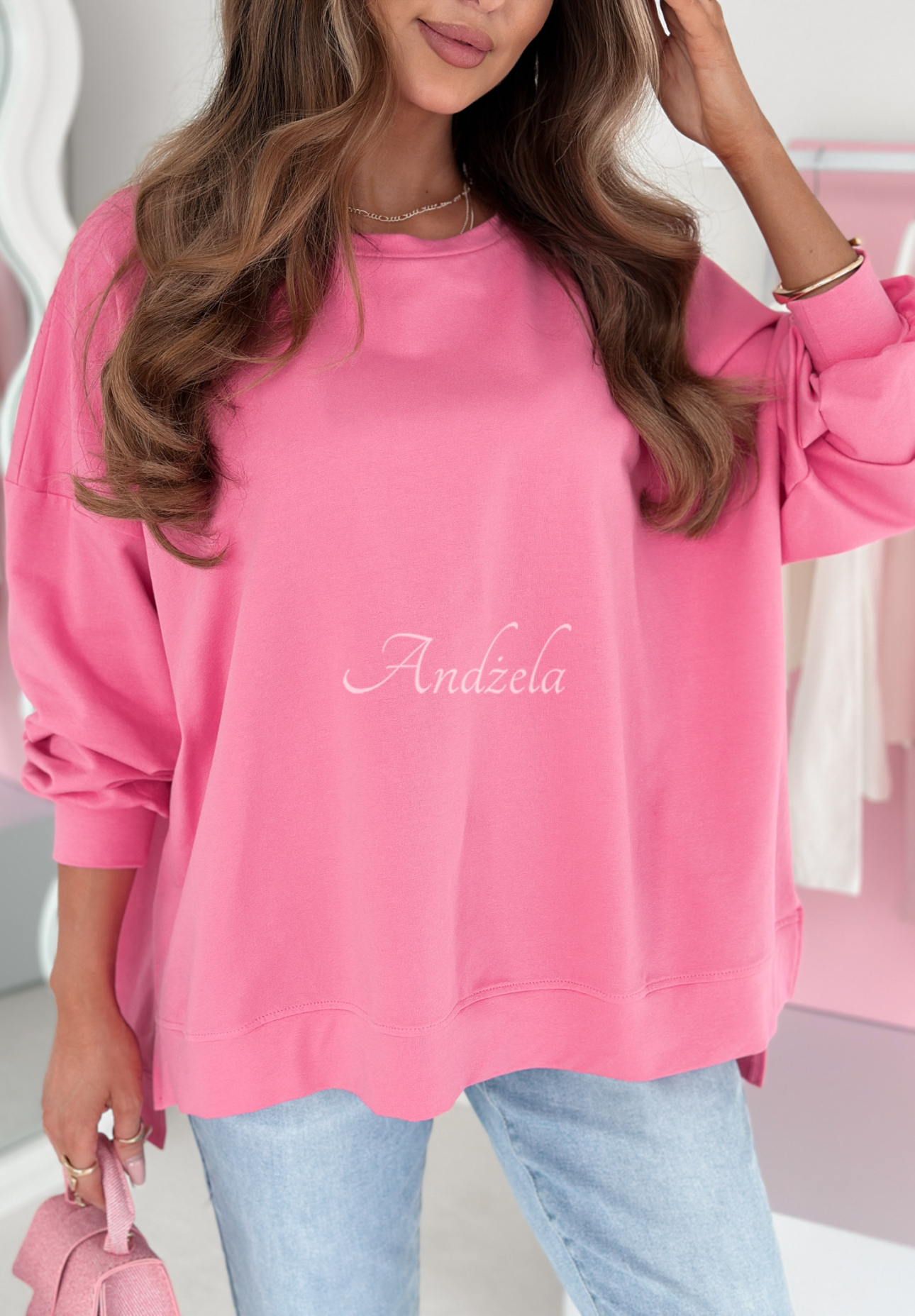 Bawełniana bluza oversize Not The Same różowa