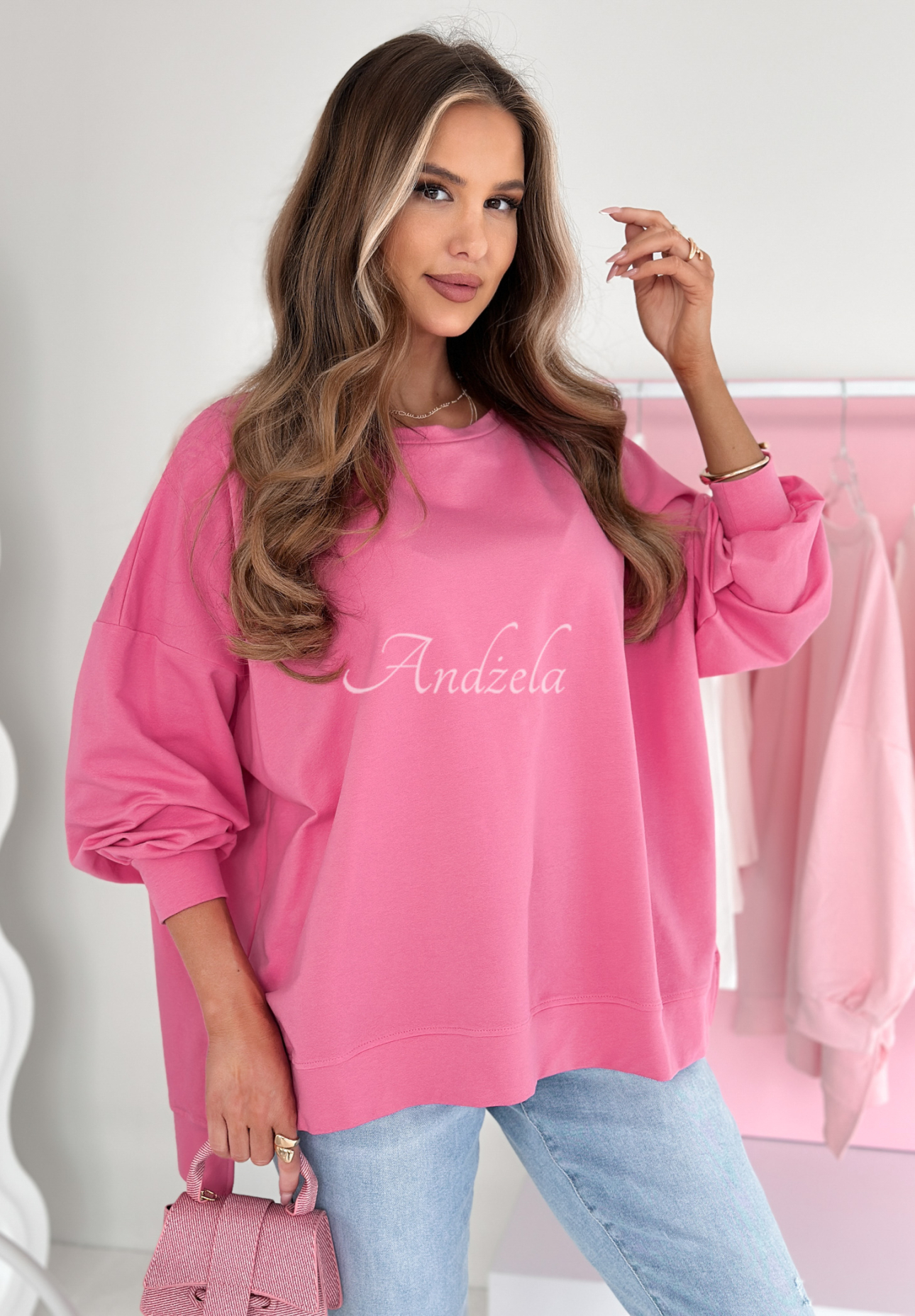 Bawełniana bluza oversize Not The Same różowa