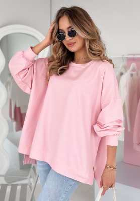 Bawełniana bluza oversize Not The Same pudrowy r&oacute;ż