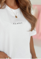 T-shirt z napisem Classy biały