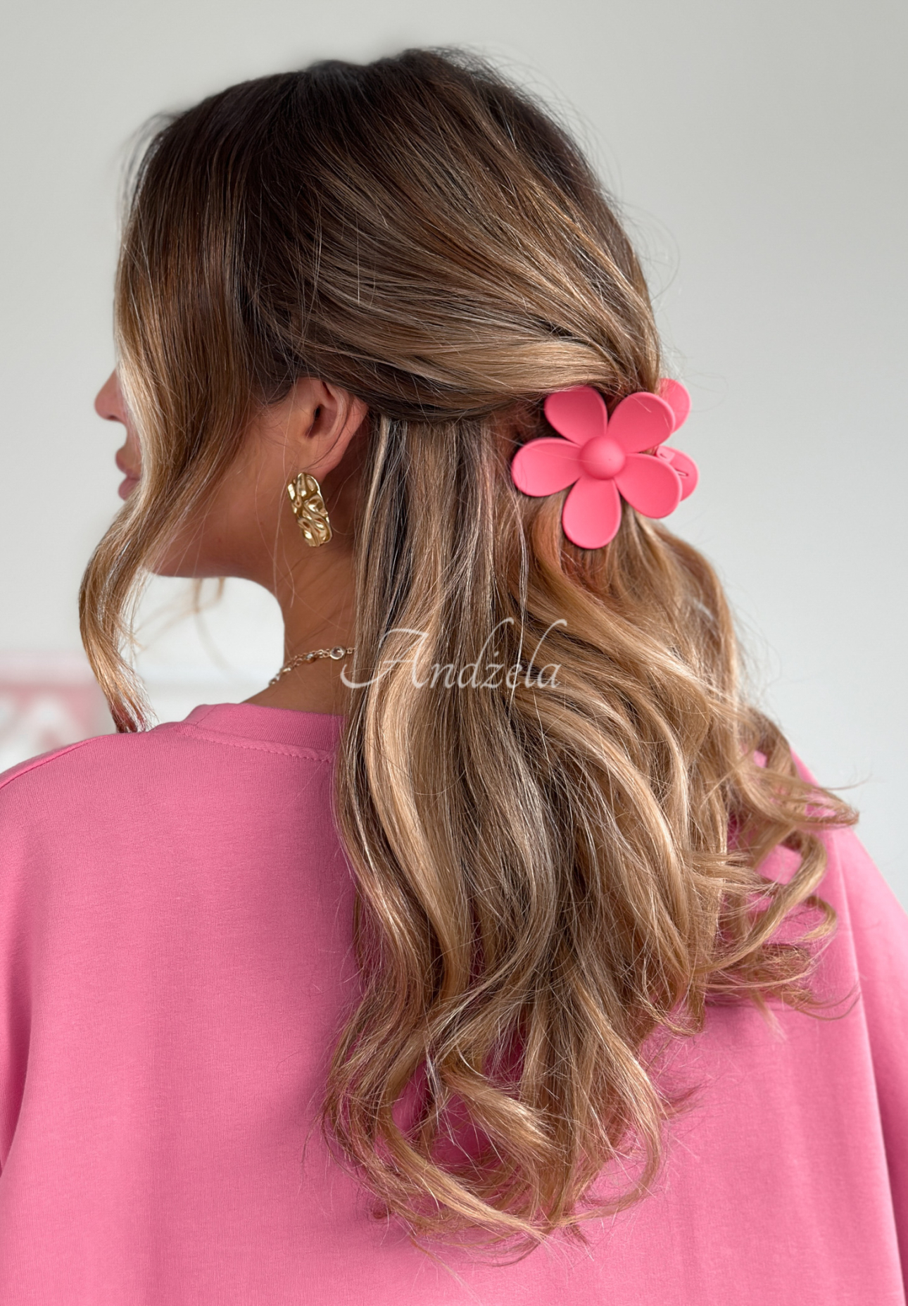 Girly Touch flower hair clip pink