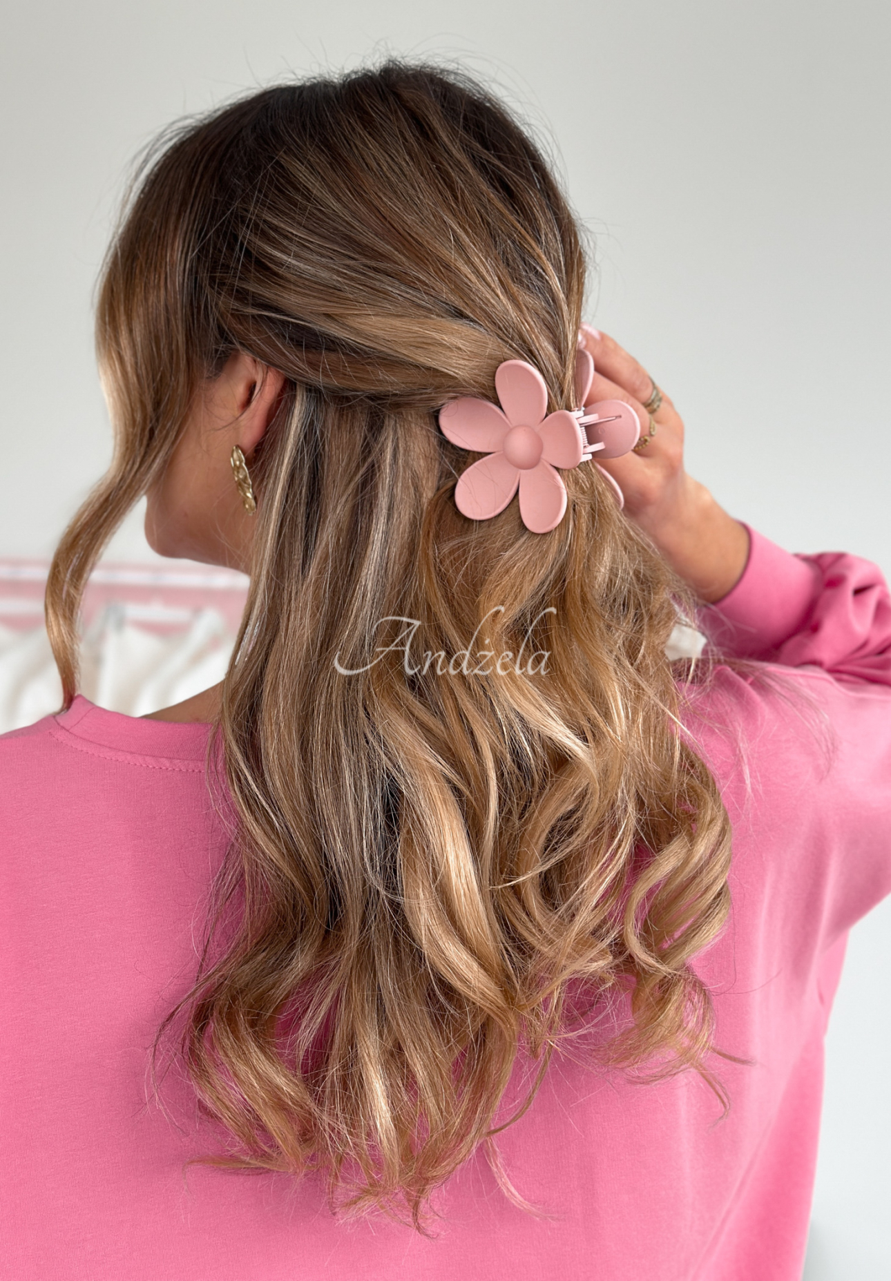 Girly Touch flower hair clip powder pink